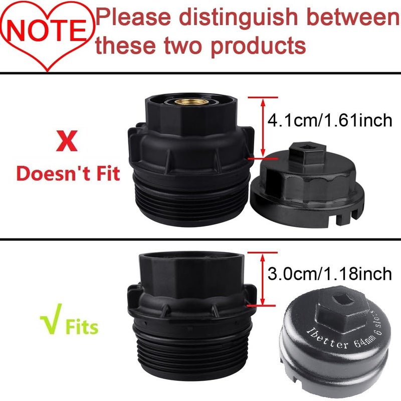 Ibetter 64mm 14 Flute 6 Slots Oil Filter Wrench Tool for Toyota Corolla  Prius  Prius Prime  Prius V  Matrix  CT200h  Scion iM/iQ/xD with 1.8 Liter Engines  Cup Style Oil Filter Cap Removal Socket - Image 4